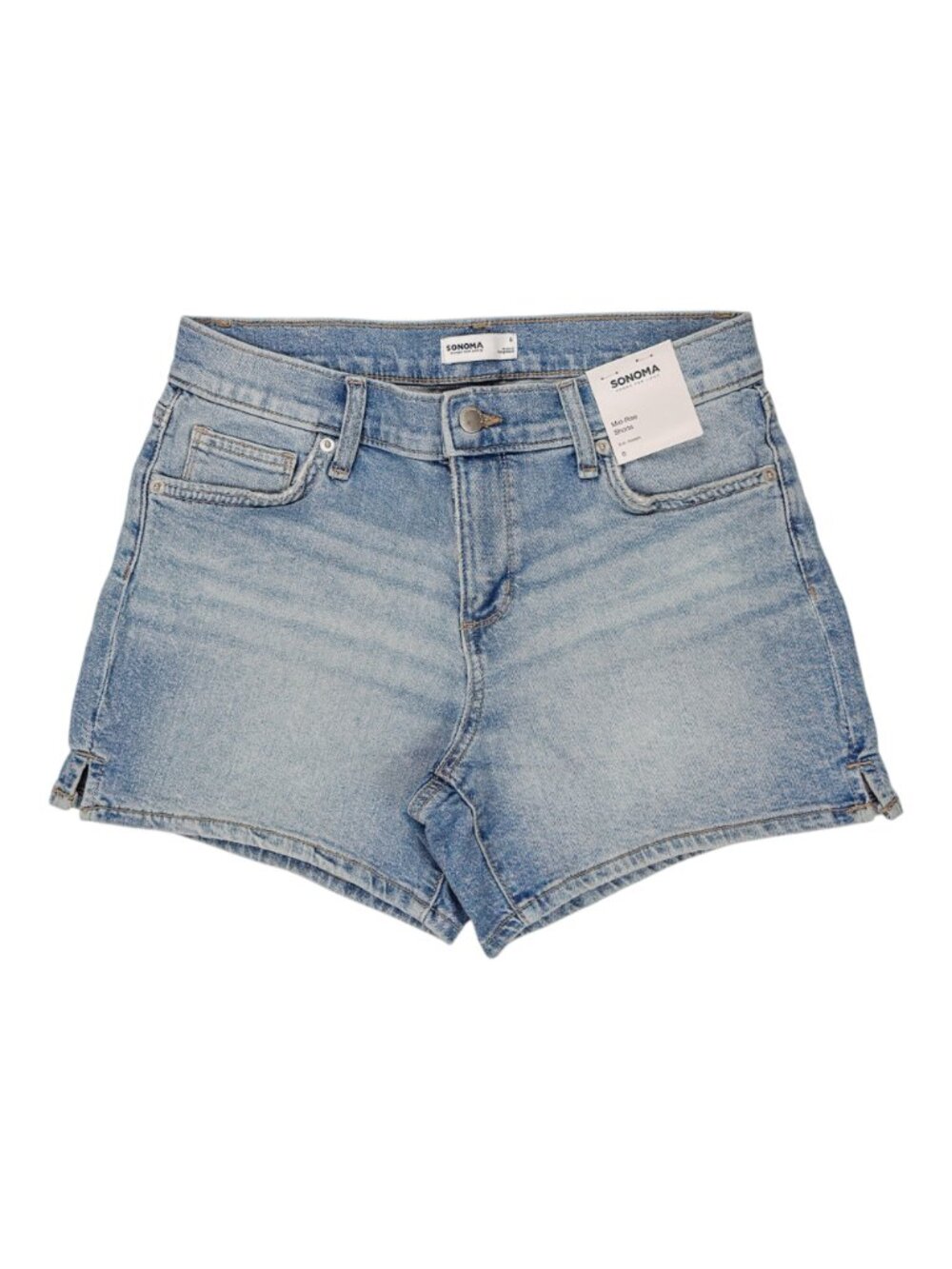 Sonoma Mid Rise Side Slits Denim Shorts 5" Inseam Women's Size 6 Light Wash NWT